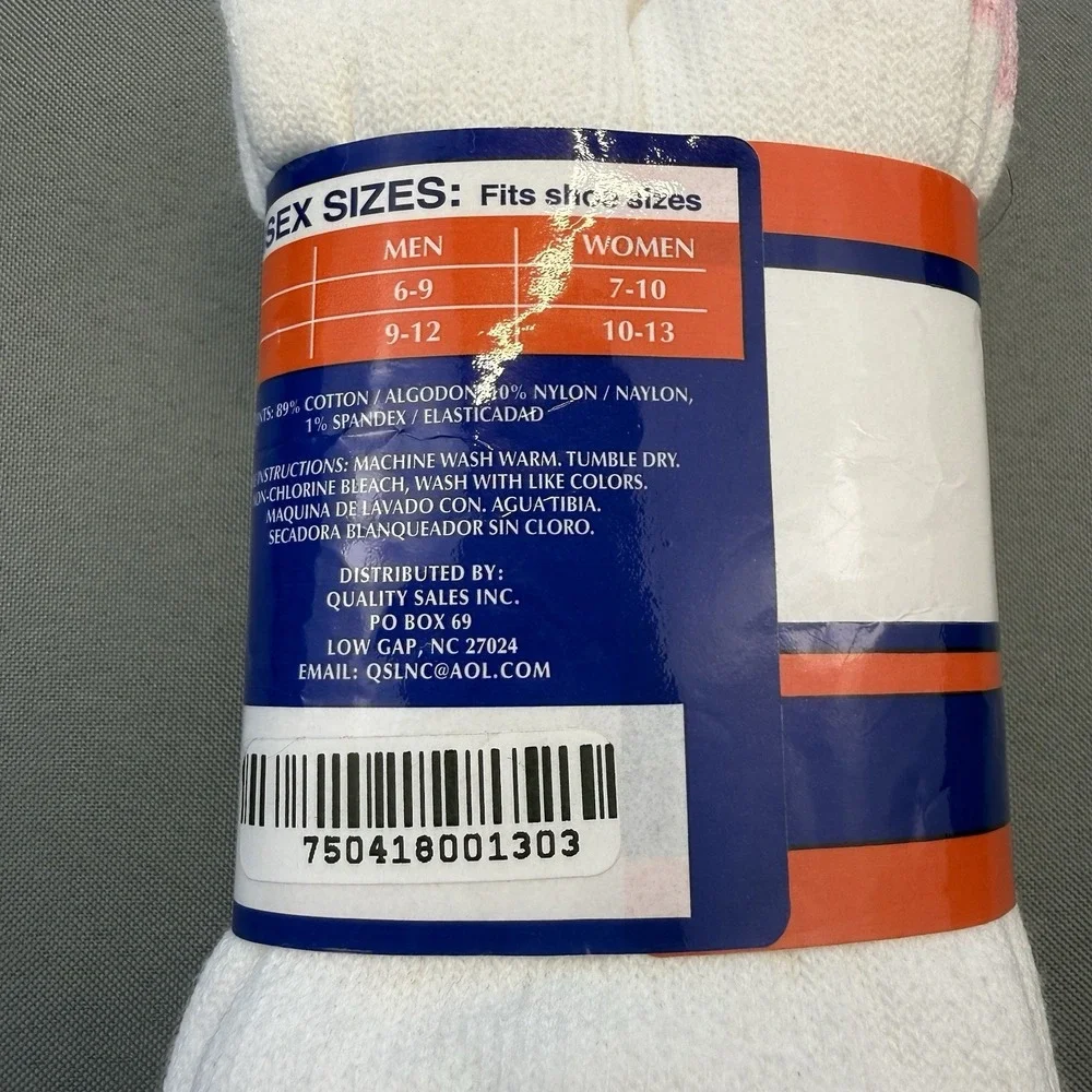 TOTAL CARE 2 PAIR DIABETIC CREW SOCKS 9-11 WHITE‎ USA